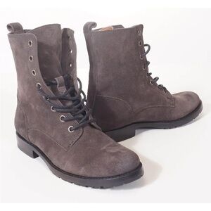 Frye Natalie Brown Suede Leather Lace Up Military Combat Boots SIZE 11B